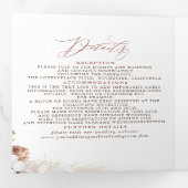 Terracotta Floral Exotic Modern Boho Wedding Drieluik Uitnodiging (Binnenzijde eerst)