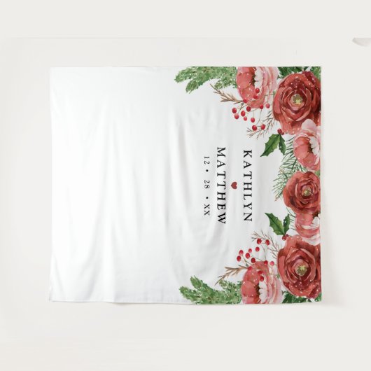 Terracotta Floral Foliage Wedding Photo Booth Wandkleed (Voorkant (horizontaal))