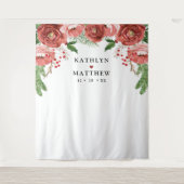 Terracotta Floral Foliage Wedding Photo Booth Wandkleed (Voorkant)