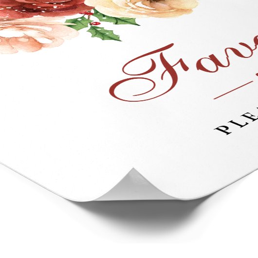 Terracotta Floral Foliage Winter Wedding Favors Poster (Hoek)