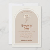 Terracotta Floral Friendsgiving Diner Uitnodigen Kaart (Voorkant)
