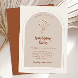 Terracotta Floral Friendsgiving Diner Uitnodigen Kaart