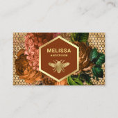 Terracotta Floral Gold Foil Honeycomb Honey Bee Visitekaartje (Voorkant)