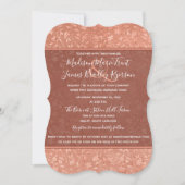 Terracotta Floral, Hearts Vines Wedding Invitation Kaart (Voorkant)