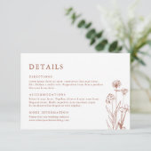 Terracotta Floral Herfst Wildflower Wedding Detail Informatiekaartje (Staand voorkant)