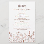 Terracotta Floral Herfst Wildflower Wedding Menu (Voorkant)