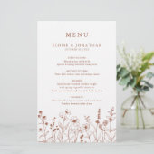 Terracotta Floral Herfst Wildflower Wedding Menu (Staand voorkant)