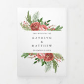 Terracotta Floral kerstfeest winterhuwelijk Drieluik Uitnodiging (Cover)