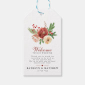 Terracotta Floral Kerstmis Bough Weduwschap Welkom Cadeaulabel (Voorkant)