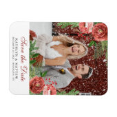 Terracotta Floral Kerstmis Pine Bough Wedding Magneet (Horizontaal)