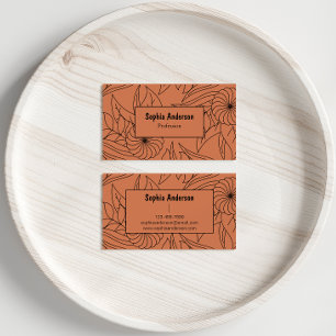 Terracotta Floral Line Art Visitekaartje