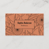 Terracotta Floral Line Art Visitekaartje (Voorkant)