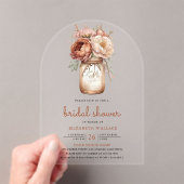 Terracotta Floral Mason Jar Bridal Shower Acryl Uitnodigingen (Insitu (Draagbaar))