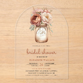 Terracotta Floral Mason Jar Bridal Shower Acryl Uitnodigingen