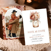 Terracotta Floral Mason Jar foto bruiloft Save The Date