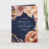 Terracotta Floral Mason Jar Navy QR Code Wedding (Voorkant)