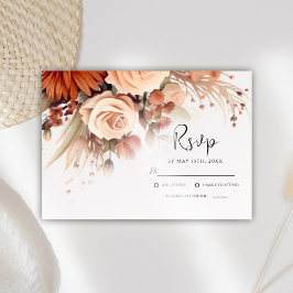 Terracotta Floral Modern Botanical Wedding RSVP Kaartje
