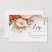 Terracotta Floral Modern Botanical Wedding RSVP Kaartje (Voorkant)