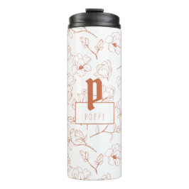 Terracotta Floral Monogram Name Thermal Tumbler Thermosbeker