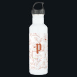 Terracotta Floral Monogram Name Waterfles<br><div class="desc">Terracotta Monogram Vloerkleurige Vrijgezellenfeesten of Bachelorette Water Flessen. Deze schattige flessen zijn geweldig voor verjaardagsfeest,  bruidsschat,  of als vrijgezellenfeest cadeaus. De flessen kunnen worden aangepast om de voornaam en het monogram op te nemen.</div>