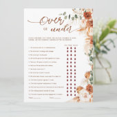 Terracotta Floral Over or Under Bridal Shower Game (Staand voorkant)