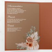 Terracotta Floral Pampas Beige Tan QR Code Wedding Drieluik Uitnodiging (Binnenzijde eerst)