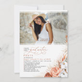 Terracotta Floral Pampas Grass Afstuderen Foto Kaart (Voorkant)