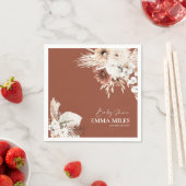 Terracotta Floral Pampas Grass Baby shower Napkins Servet (Insitu)
