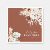 Terracotta Floral Pampas Grass Baby shower Napkins Servet (Voorkant)