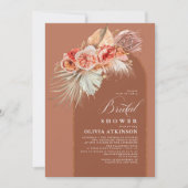 Terracotta Floral Pampas Grass Boho Vrijgezellenfe Kaart (Voorkant)