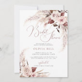 Terracotta Floral Pampas Grass Boho Vrijgezellenfe Kaart (Voorkant)