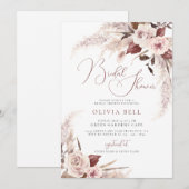 Terracotta Floral Pampas Grass Boho Vrijgezellenfe Kaart (Voorkant / Achterkant)