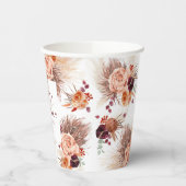 Terracotta Floral Pampas Grass Elegant Exotisch Papieren Bekers (Links)
