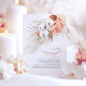Terracotta Floral Pampas Grass Engagement Party Kaart