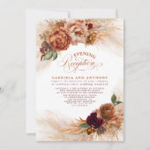 Terracotta Floral Pampas Grass Evening Kaart (Voorkant)