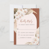 Terracotta Floral Pampas Grass Fall Wedding RSVP Kaartje (Voorkant)