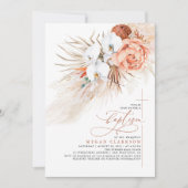 Terracotta Floral Pampas Grass Modern Baptisme Kaart (Voorkant)