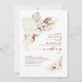 Terracotta Floral Pampas Grass Orchids Wedding Kaart (Voorkant)