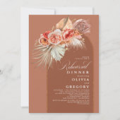 Terracotta Floral Pampas Grass Rehearsal Dinner Kaart (Voorkant)