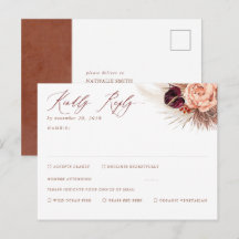Terracotta Floral Pampas Grass RSVP Briefkaart