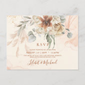 Terracotta Floral Pampas Grass RSVP WEDDING Postca Briefkaart (Voorkant)
