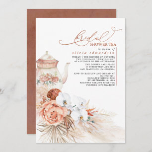 Terracotta Floral Pampas Grass Vrijgezellenfeest T Kaart