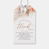 Terracotta Floral Pampas Grass Wedding Cadeaulabel (Voorkant)