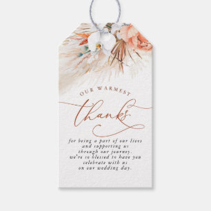 Terracotta Floral Pampas Grass Wedding Cadeaulabel