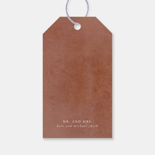 Terracotta Floral Pampas Grass Wedding Cadeaulabel (Achterkant)