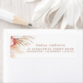 Terracotta Floral Pampas Grass Wedding Etiket