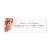 Terracotta Floral Pampas Grass Wedding Label (Voorkant)