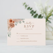 Terracotta Floral Pampas Grass Wedding RSVP Card (Staand voorkant)
