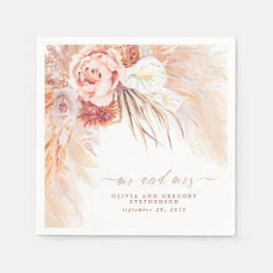 Terracotta Floral Pampas Grass Wedding Servet