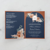 Terracotta Floral Pampas Navy Blue QR Code Wedding (Binnen)